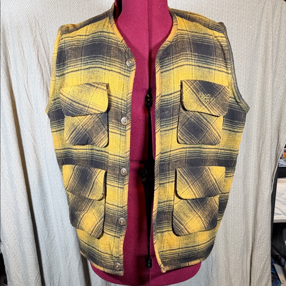 Mossimo Supply Co. Yellow and Black Plaid Vest
